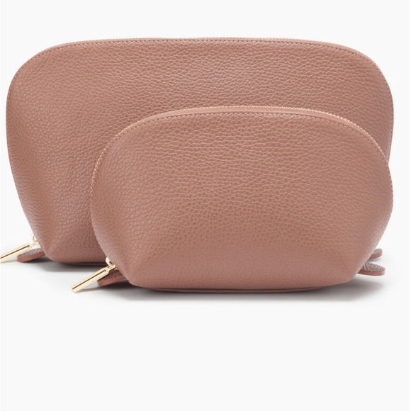 Cuyana Bags New Cuyana Pebbled Leather Travel Case Set In Soft Rose